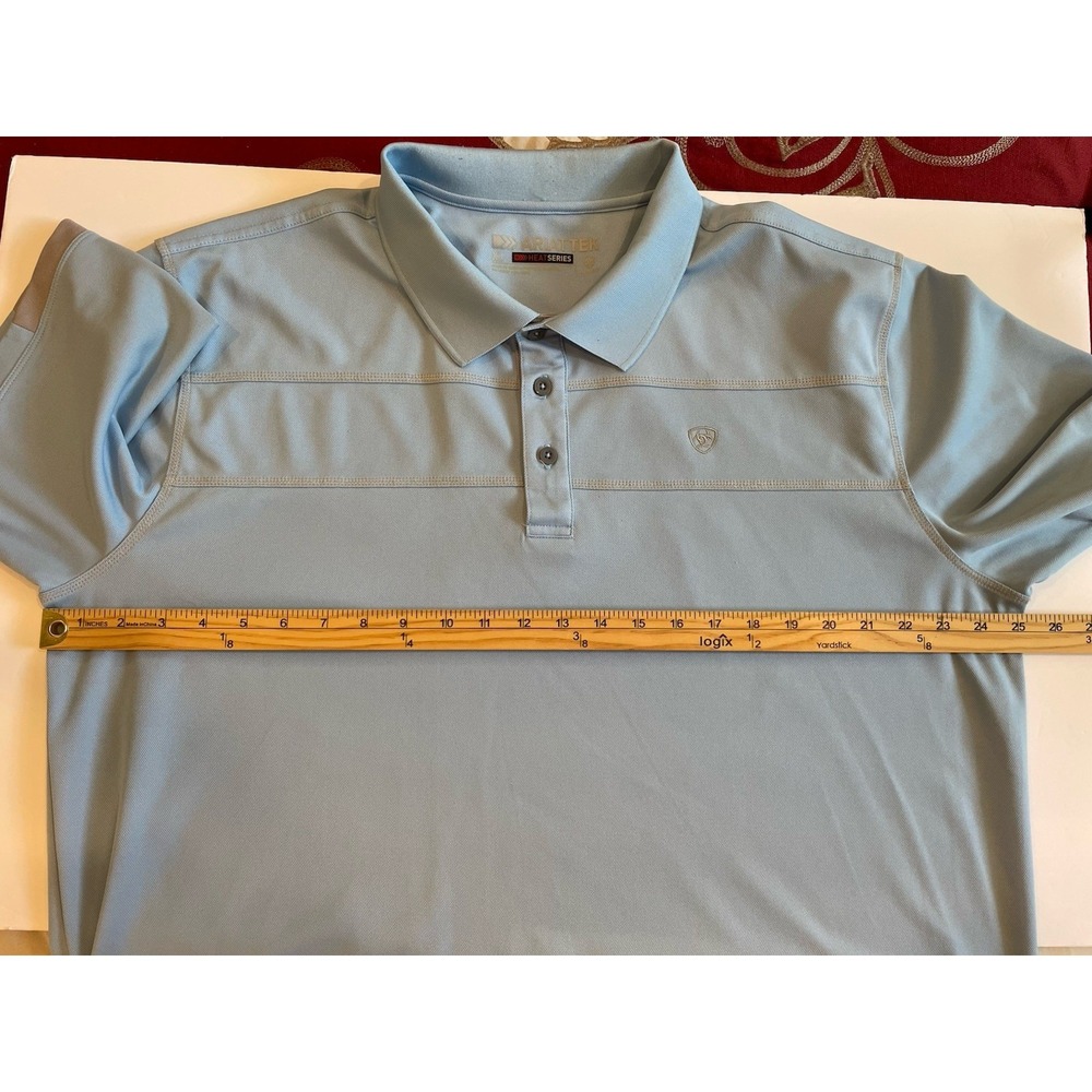 Ariat Tek Heat Series Polo‎ Shirt Mens XL Light Blue Short Sleeve Casual Golf - Picture 6 of 7